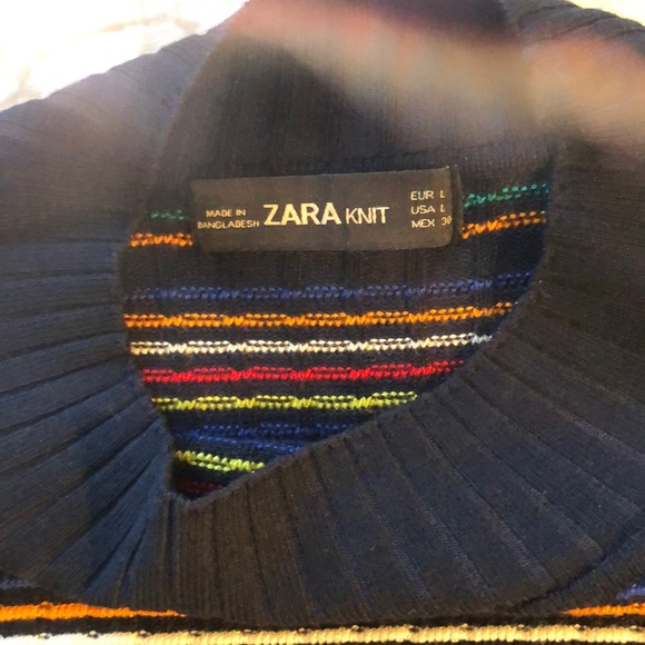Zara Knit cropped mock turtleneck rainbow stripe - Picture 2 of 3